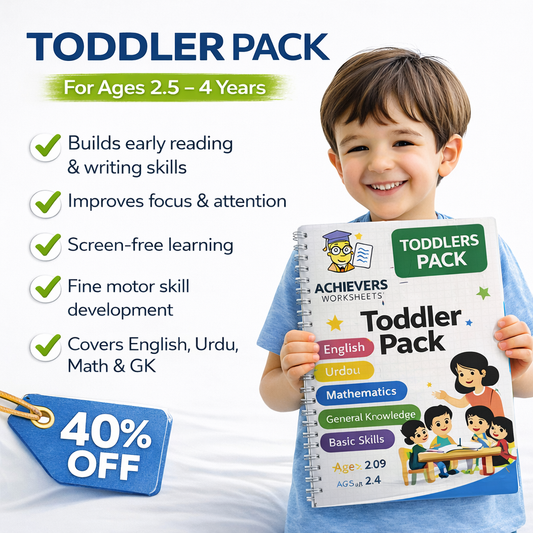 Achievers Worksheets – Toddler Pack (Ages 2.5–4) | 6-Month Complete Course