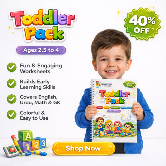 Achievers Worksheets – Toddler Pack 2.0 (Ages 2.5–4) | 6-Month Complete Course | Updated Version